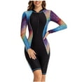 thumbnail image 1 of Samickarr Front Zipper Swimsuits For Women Long Sleeve One Piece Full Coverage Diving Suit Sun Protection Printed Patchwork Surfing Bathing Suit, 1 of 8
