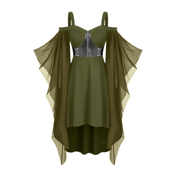 Samickarr Gothic Skirt for Women Off-The-Shoulder Mesh Sleeveless Halter Skirt Solid Color Ankle-Length Skirt