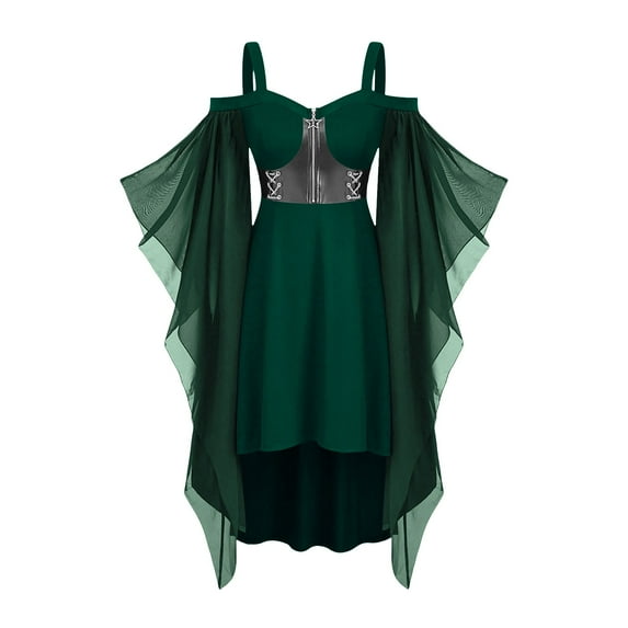 Samickarr Gothic Skirt for Women Off-The-Shoulder Mesh Sleeveless Halter Skirt Solid Color Ankle-Length Skirt