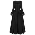 thumbnail image 1 of Gswybco Gothic Skirts for Women Flared Sleeves Lace-Up Mesh Skirts Lace Trim Long Sleeves Ankle-Length Skirts, 1 of 4