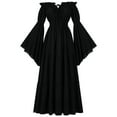 thumbnail image 1 of Samickarr Gothic Skirts for Women One-Shoulder Flared Sleeves Pleated Skirts Ankle-Length Solid Color Off-The-Shoulder Skirts, 1 of 8