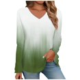 thumbnail image 1 of Samickarr Gradient Color Tops For Women Color Block V-Neck Long Sleeve Pullover Shirts Loose Blouses, 1 of 5