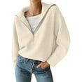 thumbnail image 1 of Samickarr Half Zip Pullover Sweaters For Women Casual Long Sleeve Solid V Neck Collar Ribbed Knitted Loose Slouchy Jumper Tops, 1 of 1