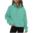 thumbnail image 1 of Gnshining Half Zip Sweatshirts for Women Casual Long Sleeve Solid Color Lapel Tops Fall Fashion Lightweight Loose Fit Pullovers with Pocket, 1 of 6