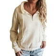 thumbnail image 1 of Gnshining Half Zip Sweatshirts for Women Long Sleeve Hooded Tops Fall Fashion Solid Color Drawstring Casual Loose Pullovers with Pocket, 1 of 6