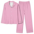 thumbnail image 1 of Samickarr Homewear Silk Pajamas For Women Soild Long Sleeve Two-Piece Sleepwear Button Down Nightwear Soft Loungewear Single-Breasted Pajama Sets, 1 of 4