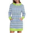 thumbnail image 1 of Npasoilc Hooded Sweatshirt Dresses for Women Fall Trendy Long Sleeve Drawstring Round Neck Lightweight Soft Hoodie Dresses Striped Printed Casual Fall Sweatshirts Hoodie Dress with Pockets, 1 of 5