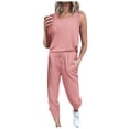 thumbnail image 1 of Samickarr Jumpsuits For Women Summmer Dressy Wedding Women Loose Two-piece Sets Solid Sleeveless Tops Vest Casual Pants Sweatsuit, 1 of 5