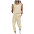 thumbnail image 1 of Samickarr Jumpsuits For Women Summmer Dressy Wedding Women Loose Two-piece Sets Solid Sleeveless Tops Vest Casual Pants Sweatsuit, 1 of 5