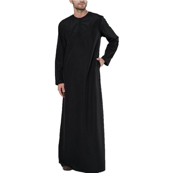 Samickarr Kaftan Dresses For Men Nightshirt Long Sleeve Sleepwear Robe For Man Kaftan Thobe Men's Muslim Gown Medium Long Sleeve Standing Neck Button Home Suit Comfortable Loose Sleeping Dress Gown