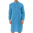 thumbnail image 1 of Samickarr Kaftan For Mens Nightshirt Long Sleeve Sleepwear Standing Neck Button Henley Sleep Shirt Short Loose Fit Lightweight Pajamas Long Sleep Nightwear Sleeping Dress Gown With Pocket, 1 of 6