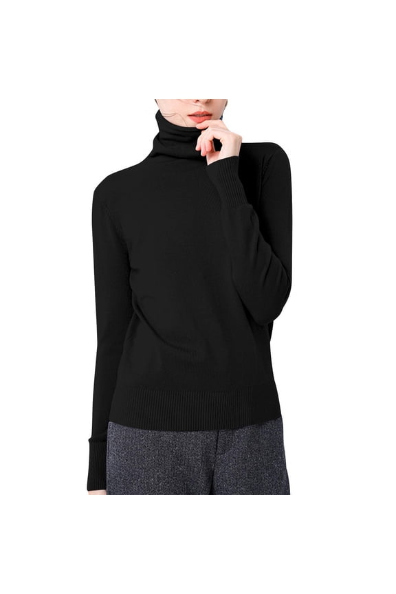 Knit Sweaters for Women Long Sleeve Turtleneck Tunic Pullovers Fall Fashion Casual Warm Solid Color Tops