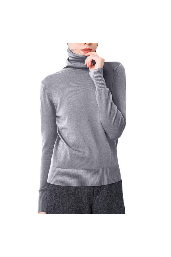 Knit Sweaters for Women Long Sleeve Turtleneck Tunic Pullovers Fall Fashion Casual Warm Solid Color Tops
