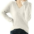 thumbnail image 1 of Gnshining Knit Sweaters for Women Long Sleeve V Neck Tunic Pullovers Fall Fashion Casual Warm Solid Color Everyday Tops, 1 of 7