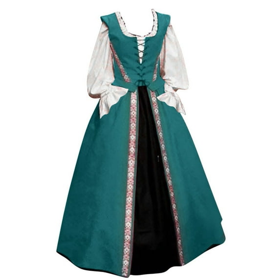 Samickarr Medieval Dress Renaissance Costume For Women Victorian Dress Gothic Renaissance Dress Vintage Ball Gown Women Fall Winter Gothic Retro Floral Print Ball Gowns Gowns Two-piece Dress