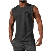 Samickarr Mens Sleeveless Tank Tops Workout Cut Off Shirts Muscle Gym Pullover Sports Fitness Printed Round Neck T Shirts