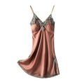 thumbnail image 1 of Samickarr Mini Nightdress Lingerie For Women Silk Nightgown Sleeveless Chemise Slip Lace Dress V Neck Nightwear Satin Homewear Sleepwear, 1 of 4