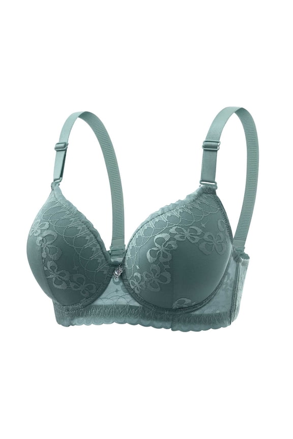 Minimizer Bras for Women Full Coverage Gathered UP Embroidery Lace Lingerie with Underwire Comfort Breathable Minimizer Bralettes Adjustable Shoulder Strap Daily Bras