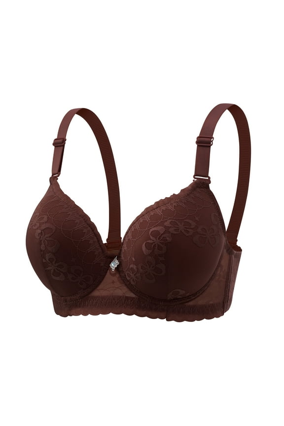 Minimizer Bras for Women Full Coverage Gathered UP Embroidery Lace Lingerie with Underwire Comfort Breathable Minimizer Bralettes Adjustable Shoulder Strap Daily Bras