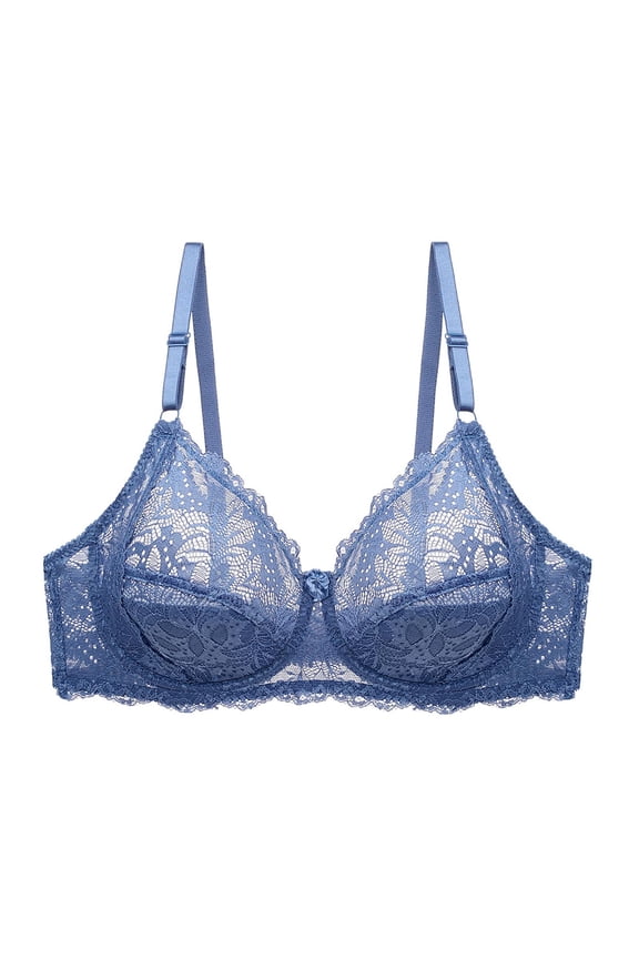 Minimizer Bras for Women Gathered Up Lingerie Lace See-Through Minimizer Bras with Underwire Thin Breathable Adjustable Shoulder Strap Daily Bralettes