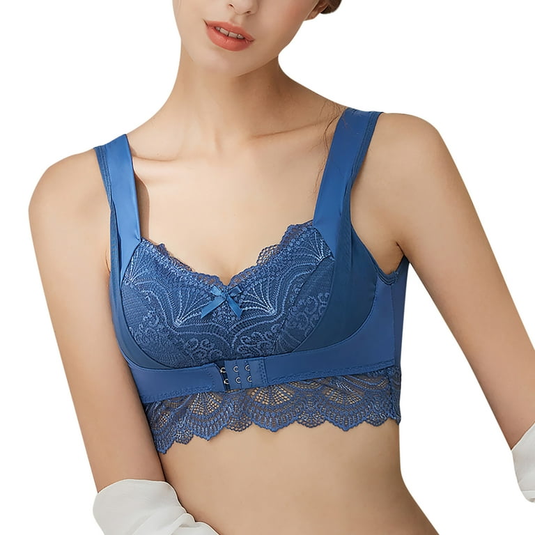 Samickarr Minimizer Front Closure Bras For Women Full Coverage Front Buckle  Sexy Gathe R Up Breast Milk Sleep Lace No Steel Ring Bra 