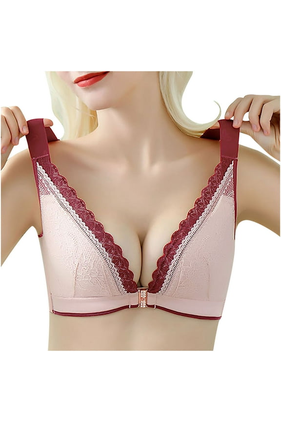 Minimizer Front Closure Bras For Women Full Coverage Women'S Bra Wire Free Underwear Large Size Thin Cup Lace Sexy Bra