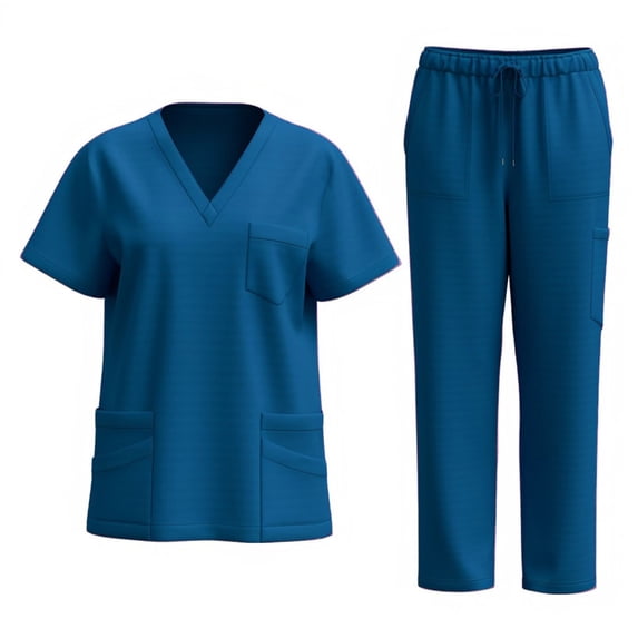 Samickarr Nursing Uniforms Scrubs Sets for Women Casual Working Uniform with Pockets V-Neck Working Tops Drawstring Elastic Waist Pants Nursing Worker Protective Clothing Top