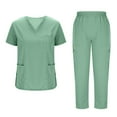 thumbnail image 1 of Samickarr Nursing Uniforms Scrubs Sets for Women Casual Working Uniform with Pockets V-Neck Working Tops Drawstring Pants Nursing Worker Protective Clothing Top, 1 of 7