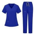 thumbnail image 1 of Samickarr Nursing Uniforms Scrubs Sets for Women Casual Working Uniform with Zipper Pockets V-Neck Working Tops Drawstring Pants Nursing Worker Protective Clothing Top, 1 of 4