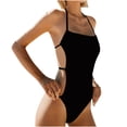 thumbnail image 1 of Samickarr Open Back Swimsuits For Women One Piece Sleeveless With Chest Cushion No Steel Support Swimwear Cut Out Halter-Neck String Bathing Suit, 1 of 4