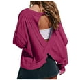 thumbnail image 1 of Samickarr Open Back Workout Tops for Women Oversized Long Sleeve Crew Neck Athletic Tees Gym Yoga Fashion Shirts, 1 of 9