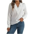 thumbnail image 1 of Gnshining Oversized Blouses for Women Long Sleeve V Neck Satin Shirts Fall Trendy Loose Casual Solid Color Tunic Tops, 1 of 3