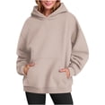thumbnail image 1 of Samickarr Oversized Hoodies for Women Long Sleeve Hooded Casual Pullovers Fall Trendy Solid Color Loose Sweatshirt Top with Pocket, 1 of 8