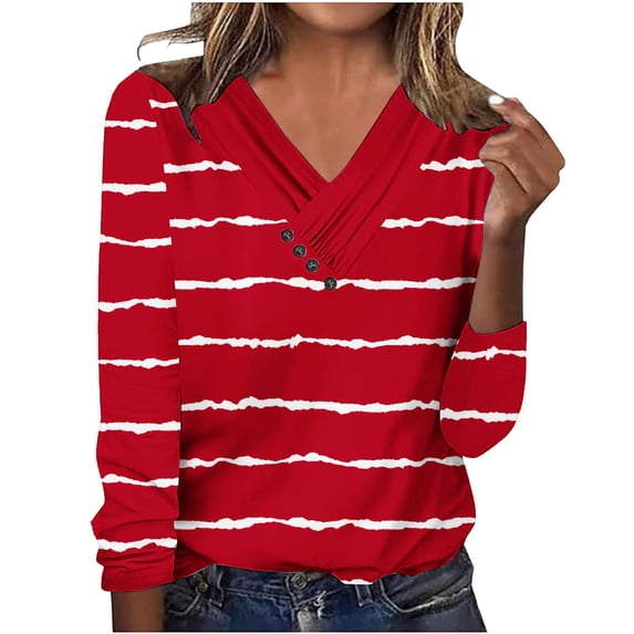 Gnshining Oversized Shirts for Women Long Sleeve V Neck Casual Sweatshirt Fall Fashion Soft Daily Pullover with Button