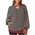 thumbnail image 1 of Gnshining Oversized Striped Sweatshirt for Women Long Sleeve Crew Neck Tunic Pullovers Fall Fashion Loose Casual Color Block Tops, 1 of 6