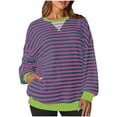 thumbnail image 1 of Gnshining Oversized Striped Sweatshirt for Women Long Sleeve Crew Neck Tunic Pullovers Fall Fashion Loose Casual Color Block Tops, 1 of 6