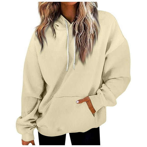 Gnshining Oversized Sweatshirt for Women Casual Long Sleeve Solid Pullover Fall Fashion Comfortable Tops