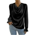 thumbnail image 1 of Gswybco Oversized Sweatshirt for Women Long Sleeve Cowl Neck Ruched Tunic Tops Fall Fashion Loose Solid Color Blouses, 1 of 9