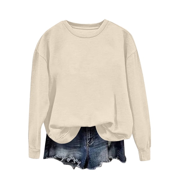 Gnshining Oversized Sweatshirt for Women Long Sleeve Crew Neck Casual Loose Pullover Fall Fashion Solid Tops