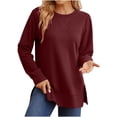 thumbnail image 1 of Gnshining Oversized Sweatshirts for Women Casual Long Sleeve Side Slit Tops Fall Fashion Solid Color Crew Neck Tunic Tops, 1 of 8