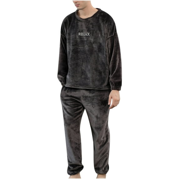 Samickarr Pajamas For Men Set Two Piece Unisex Sleepwear Winter Flannel Print Pocket Long Sleeve+ Long Pants Pajama Suit