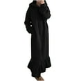 thumbnail image 1 of Samickarr Pajamas For Women Nightgown Sleepwear Women's Hooded Winter Warm Color Long Sleeve Pocket Long Dress, 1 of 6