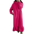thumbnail image 1 of Samickarr Pajamas For Women Nightgown Sleepwear Women's Hooded Winter Warm Color Long Sleeve Pocket Long Dress, 1 of 6