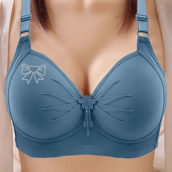 gakvbuo Plus Size Bras for Woman Full Coverage Bras Women's Large-size Rims-free Adjustable Gathered Breathable Full-cup Underwear Daily Bra