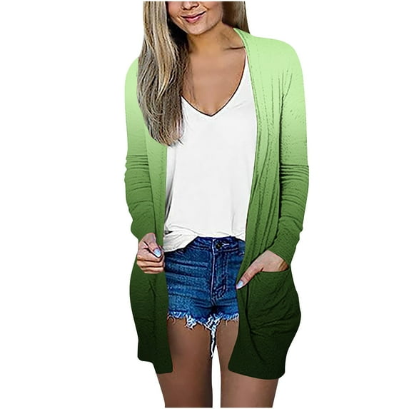 Samickarr Plus Size Cardigan For Women With Pockets Long Duster Cardigan Open Front Coats Coat Outwear Long Sleeve Fall Clothes For Women Lightweight Printed Loose Fit Cardigan Tops Coat