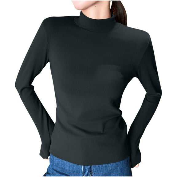 Gnshining Plus Size Sweatshirt for Women Long Sleeve Mock Neck Casual Tunic Pullover Fall Warm Solid Color Loose Tops