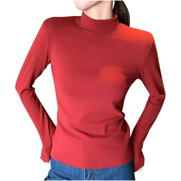 Gnshining Plus Size Sweatshirt for Women Long Sleeve Mock Neck Casual Tunic Pullover Fall Warm Solid Color Loose Tops