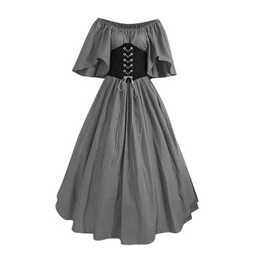 Plus Size Medieval Dress With Hood, Vintage Floral India