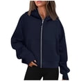 thumbnail image 1 of Samickarr Sweatshirt for Women Half Zip Cropped Pullover Fleece Hoodies Fall Winter Tops Thumb Hole, 1 of 4