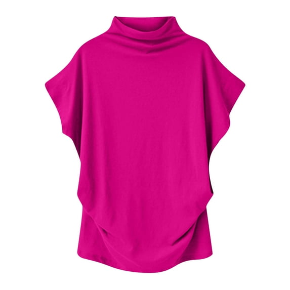 Samickarr Plus Size Summer Tops For Women Casual Short Sleeve Mock Neck Blouse Shirt Turtleneck Tops